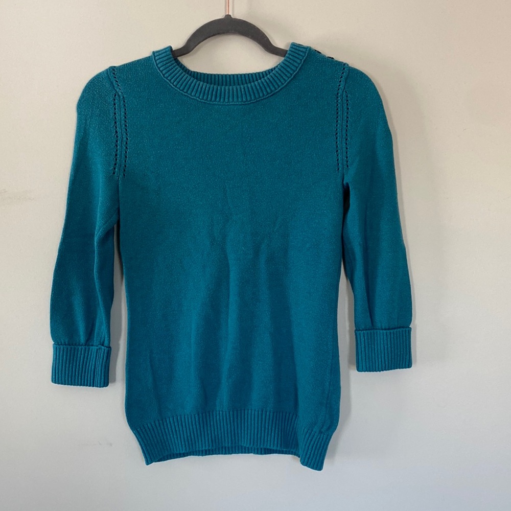 *!!LIGHTLY WORN!!* 3/4 sleeve turquoise sweater from BANANA REPUBLIC.